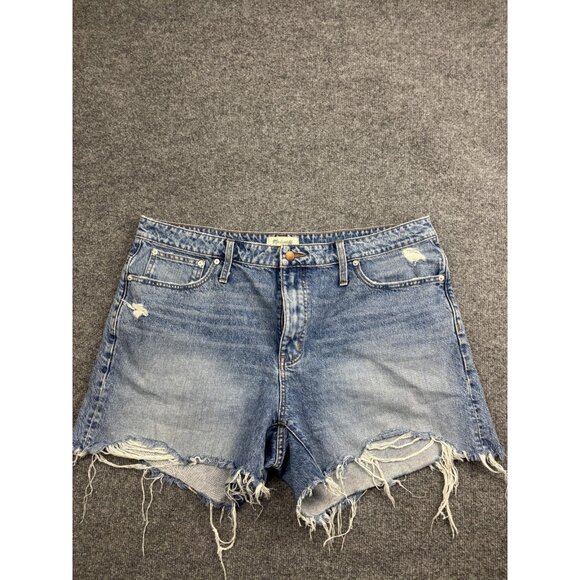 Madewell Pants - Madewell Shorts Womens 33 Blue Curvy Relaxed Mid-Length Denim Distressed Frayed